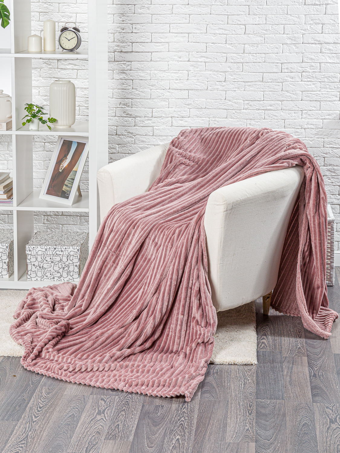 

Плед DARLISHOP "ПОЛОСКА" 150х205 пыльная роза, "ПОЛОСКА"