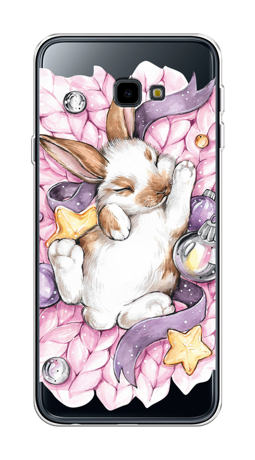 

Чехол на Samsung Galaxy J4 Plus 2018 "Кролик спит", Розовый;белый, 26850-5