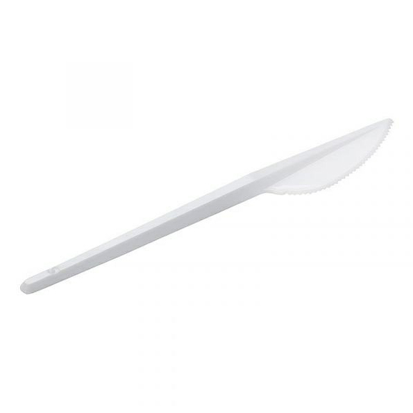 фото Ножи одноразовые мистерия пластиковые белые 16,5 см 100 шт