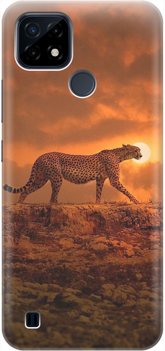 

Силиконовый чехол на realme C21 "Закатный гепард", Коричневый;оранжевый, 1959