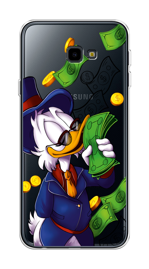 

Чехол на Samsung Galaxy J4 Plus 2018 "Scrooge McDuck with Money", Синий;зеленый;белый, 26850-6