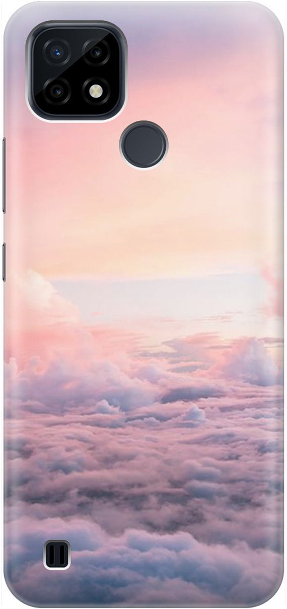

Силиконовый чехол на realme C21 "Высоко над облаками", Фиолетовый;розовый, 1523