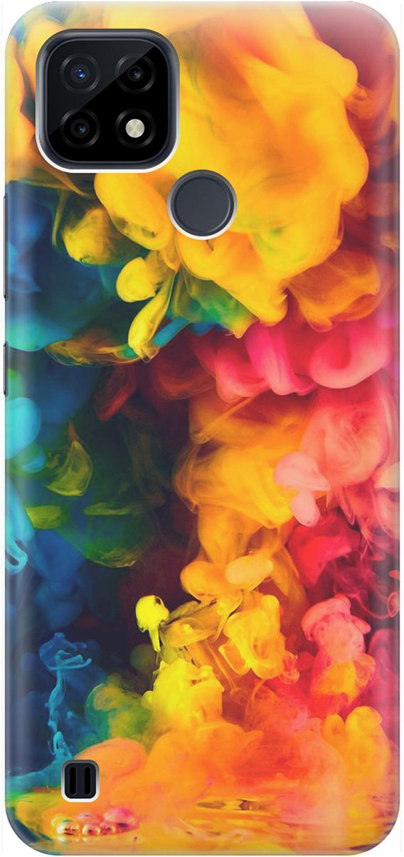 

Силиконовый чехол на realme C21 "Красочное буйство", Желтый;розовый, 1523