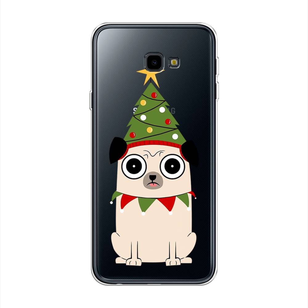 

Чехол на Samsung Galaxy J4 Plus 2018 "Собачка с ёлочкой", Бежевый;красный;зеленый, 26850-1