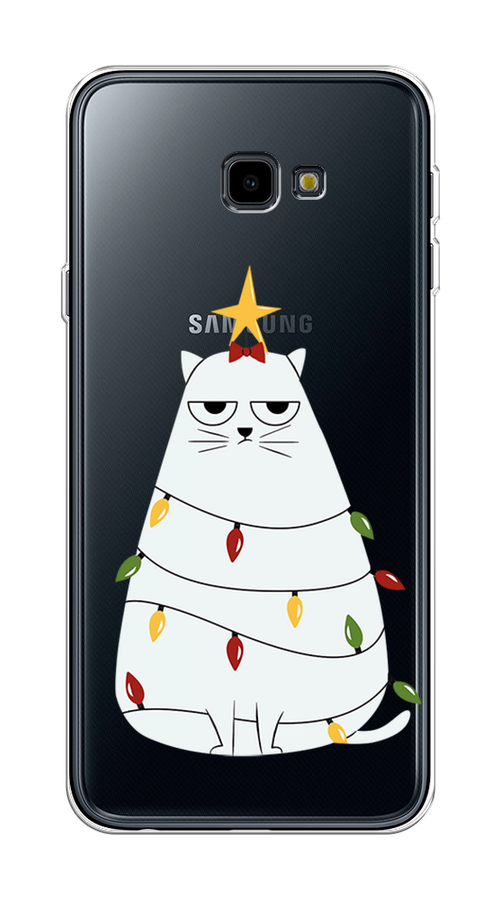 

Чехол на Samsung Galaxy J4 Plus 2018 "Котик в гирлянде", Белый;красный;желтый, 26850-1
