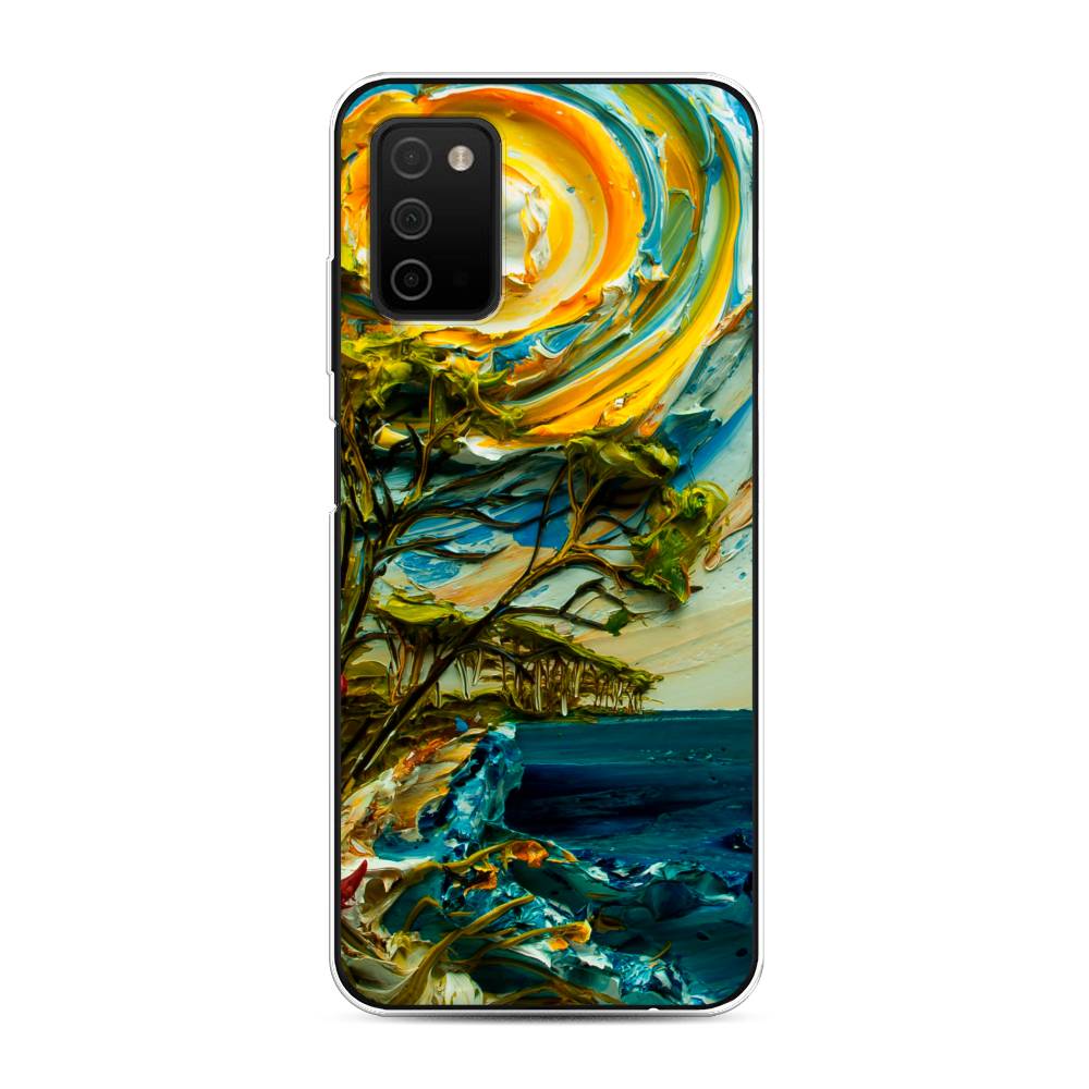

Чехол на Samsung Galaxy A03s "Солнце живопись", Желтый;синий, 2103250-4