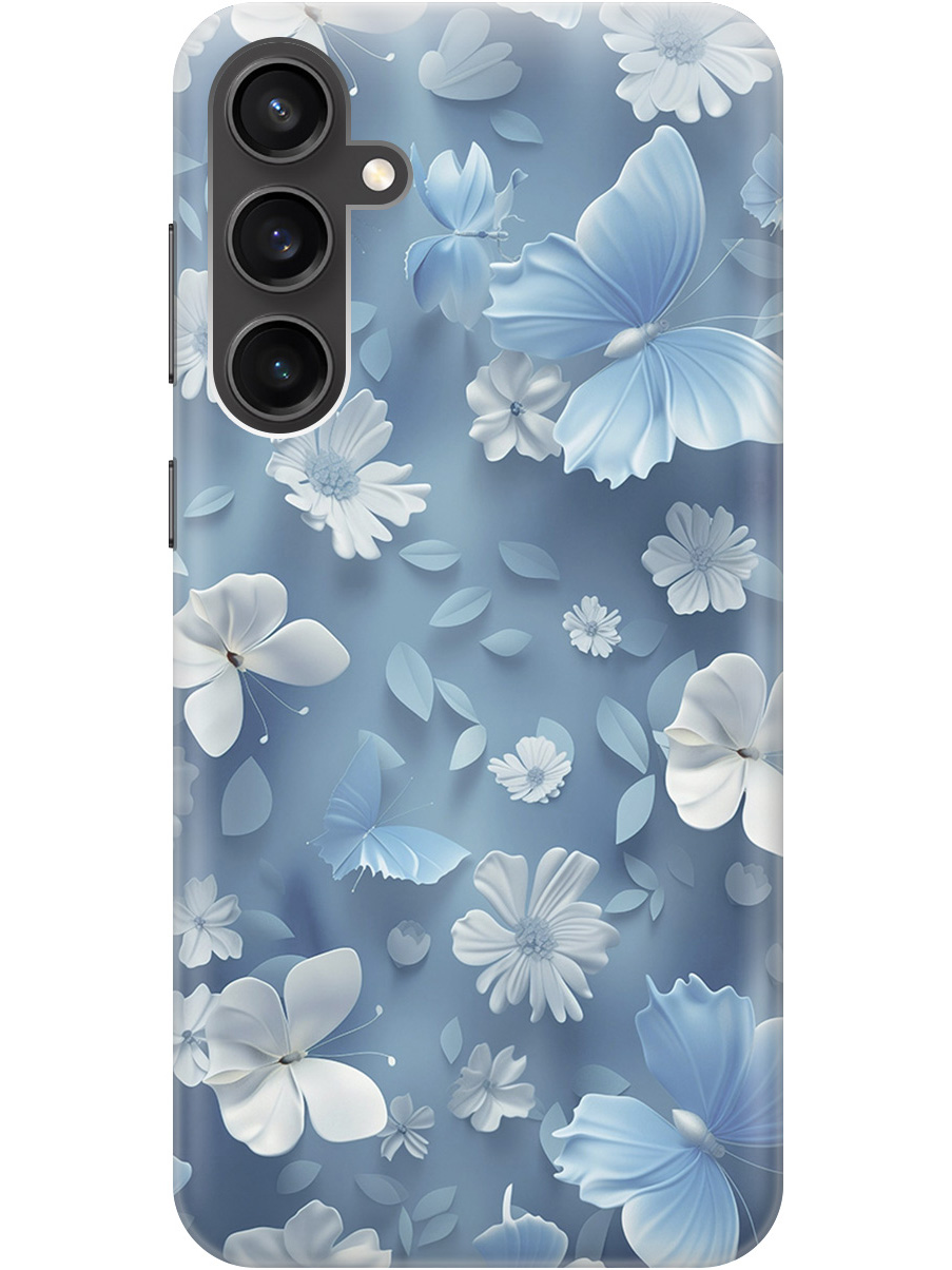 

Силиконовый чехол на Samsung Galaxy S23 FE с принтом "Голубые бабочки", Прозрачный;белый;голубой, 776581510