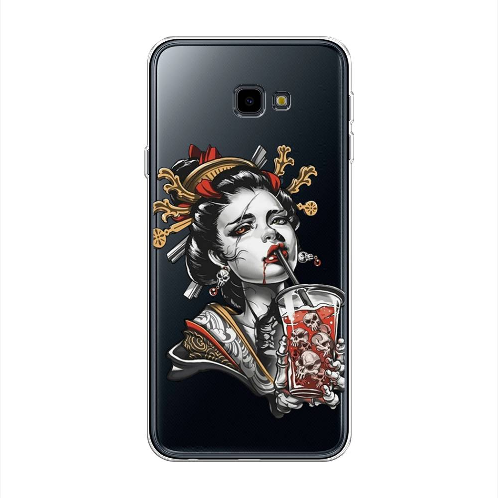 

Чехол на Samsung Galaxy J4 Plus 2018 "Опасная гейша", Красный;черный;серый, 26850-4