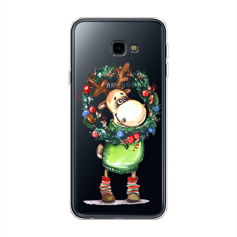 

Чехол на Samsung Galaxy J4 Plus 2018 "Олень с новогодним венком", 26850-4