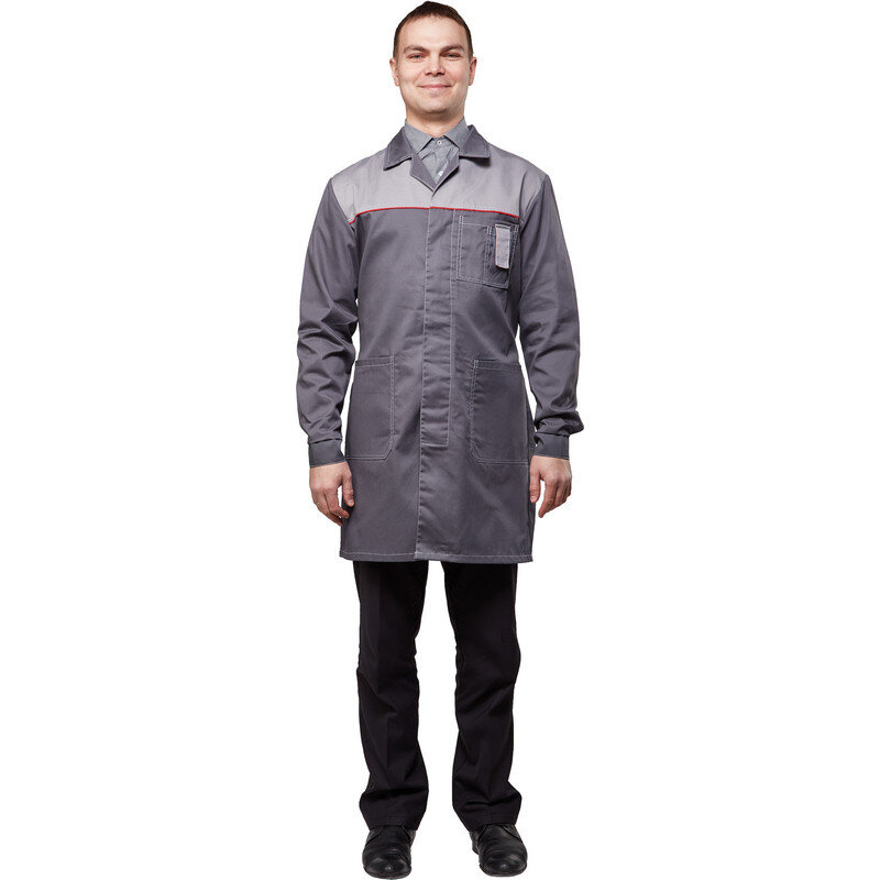 

Халат рабочий NoBrand 834574 серый 52-54, 170-176