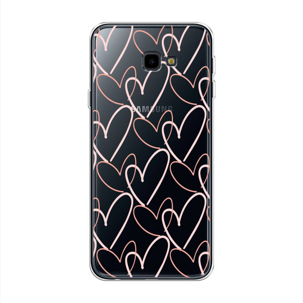 

Чехол на Samsung Galaxy J4 Plus 2018 "Узор из сердечек", Розовый;бежевый, 26850-6