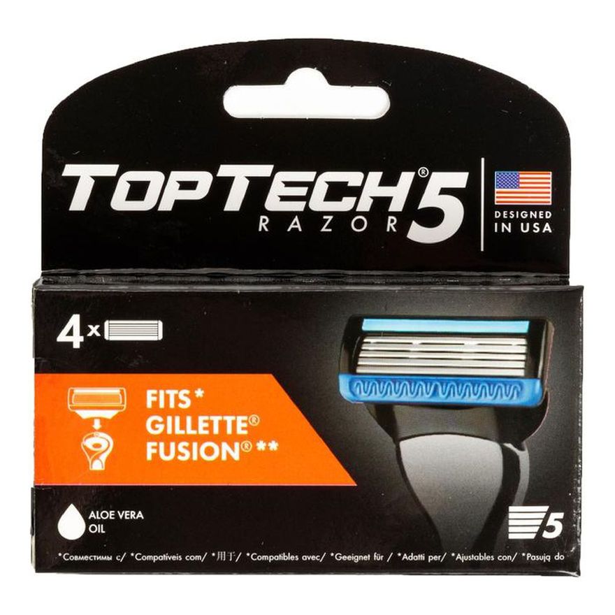 Сменные кассеты Toptech Razor с 5 лезвиями 4 шт toptech одноразовый станок с 2 лезвиями 5