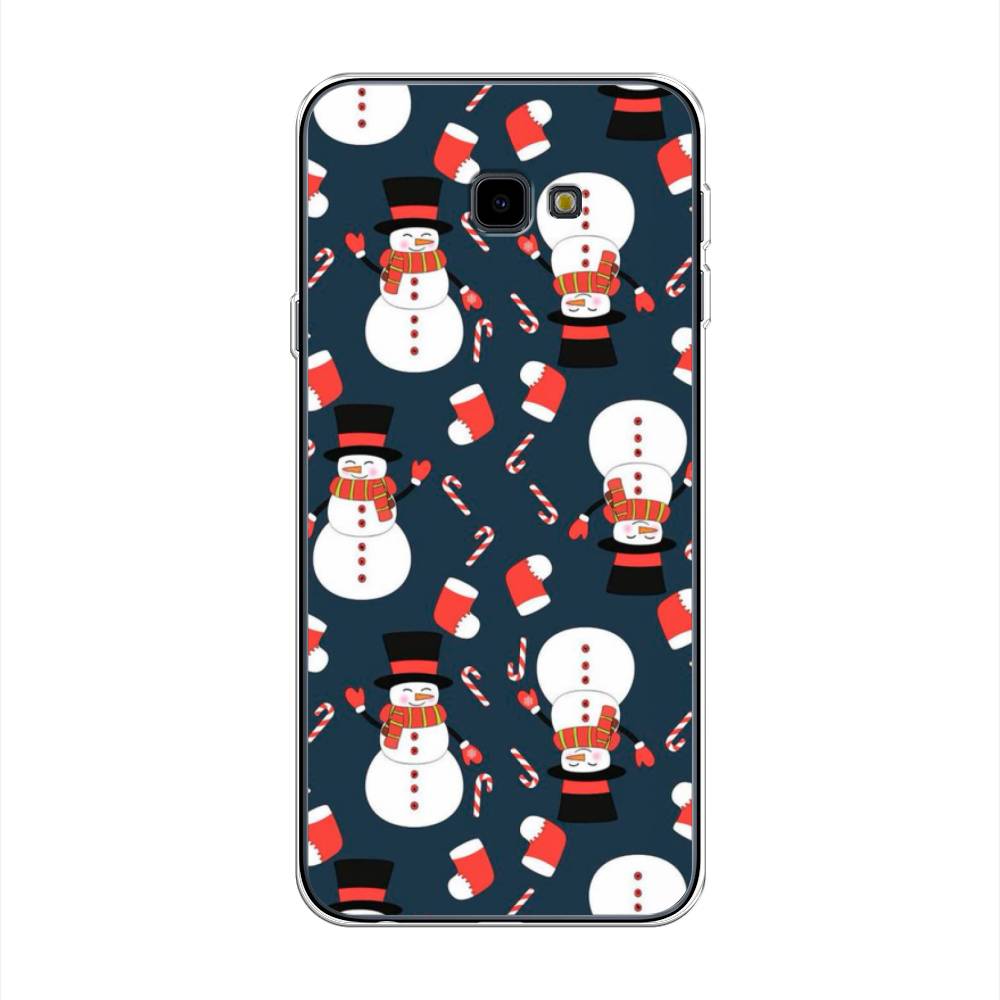 

Чехол на Samsung Galaxy J4 Plus 2018 "Синие снеговики", Синий;белый;красный, 26850-5