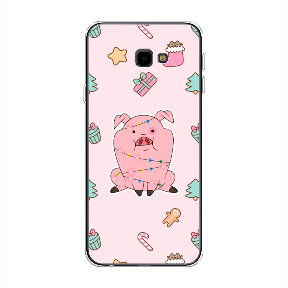 

Чехол на Samsung Galaxy J4 Plus 2018 "Розовая свинка", Розовый;зеленый, 26850-5