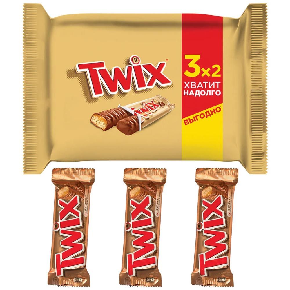 Шоколадный батончик Twix, Молочный шоколад, Печенье и карамель, Мультипак, 3*55 гр*5шт.