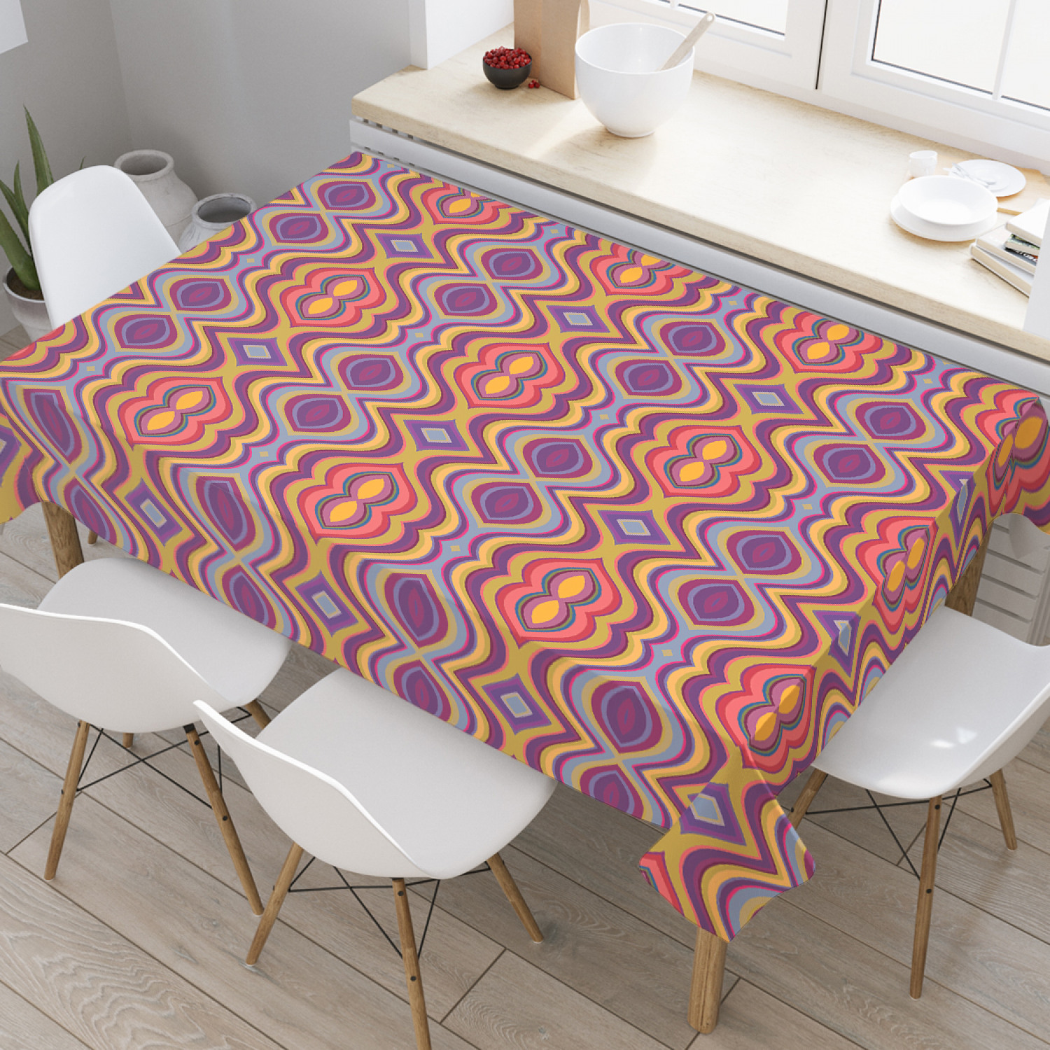 

Скатерть прямоугольная JoyArty "Геометрическая иллюзия" из оксфорда, 120x145 см, Фиолетовый, Геометрическая иллюзия