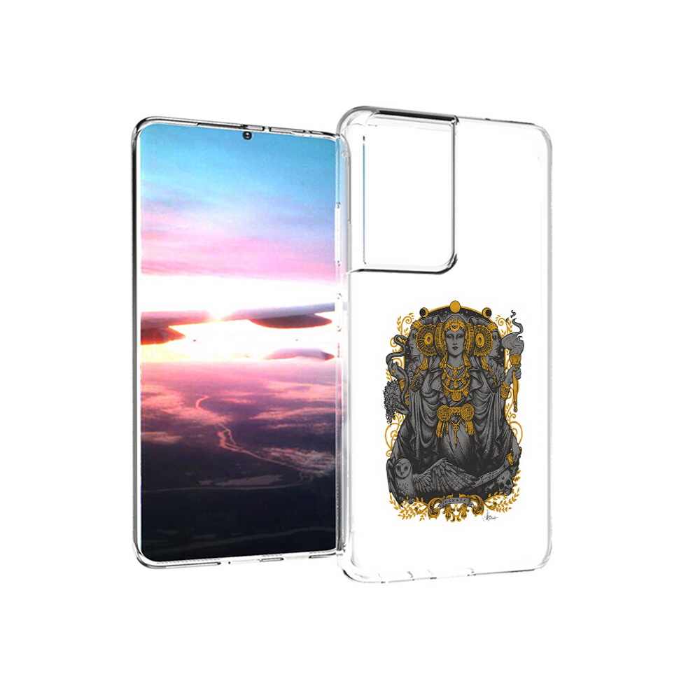 

Чехол MyPads Tocco для Samsung Galaxy S21 Ultra божество с золотыми элементами, Прозрачный, Tocco