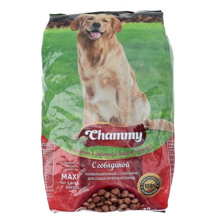 Сухой корм для собак Chammy Maxi, для крупных пород, говядина, 12кг