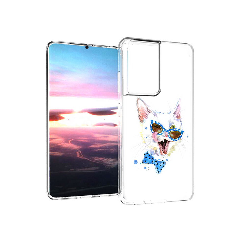 

Чехол MyPads Tocco для Samsung Galaxy S21 Ultra белый кот (PT157307.497.229), Прозрачный, Tocco