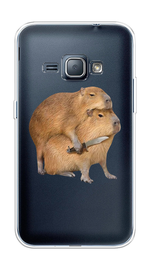 

Чехол на Samsung Galaxy J1 2016 "Капибара с ножом", Бежевый, 22150-1