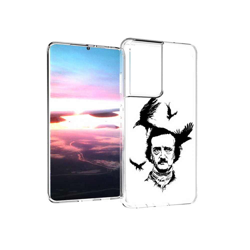 

Чехол MyPads Tocco для Samsung Galaxy S21 Ultra Эдгар Аллан черно белый (PT157307.497.204), Прозрачный, Tocco