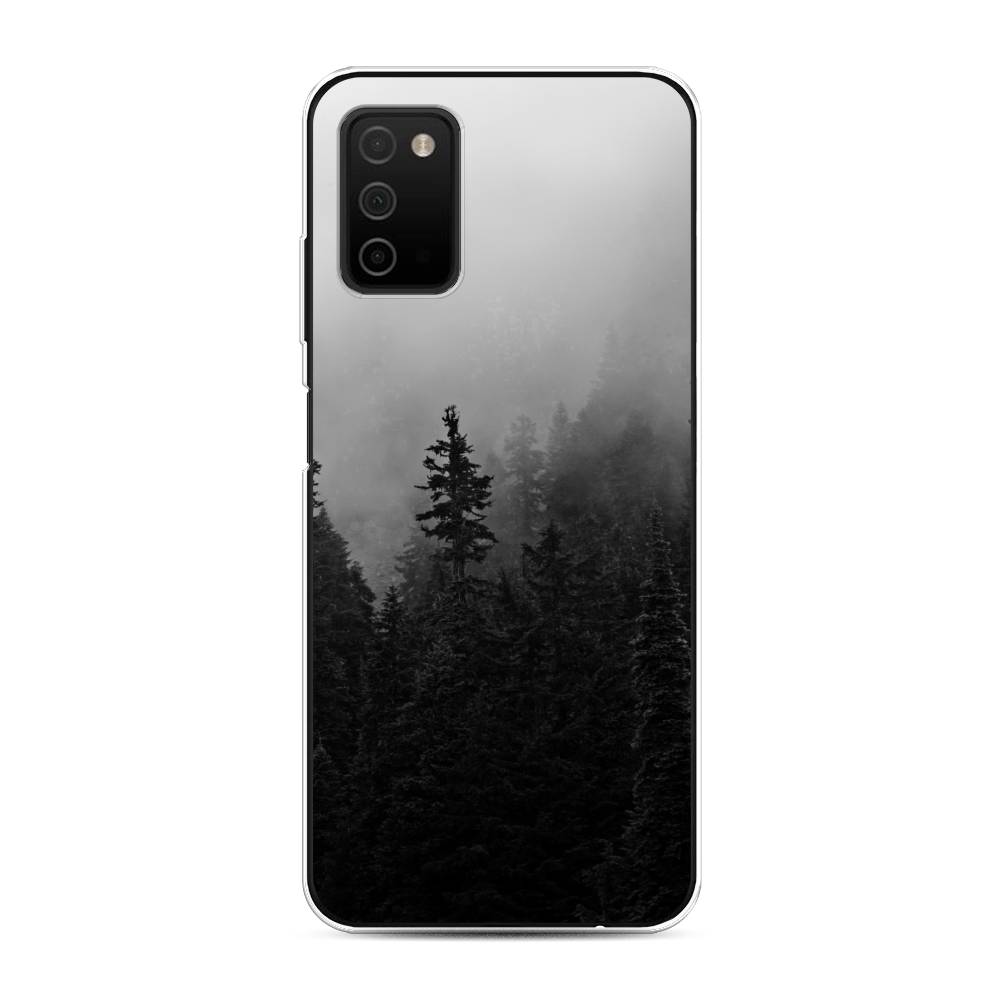 

Чехол на Samsung Galaxy A03s "Туманный лес", Серый;черный, 2103250-2