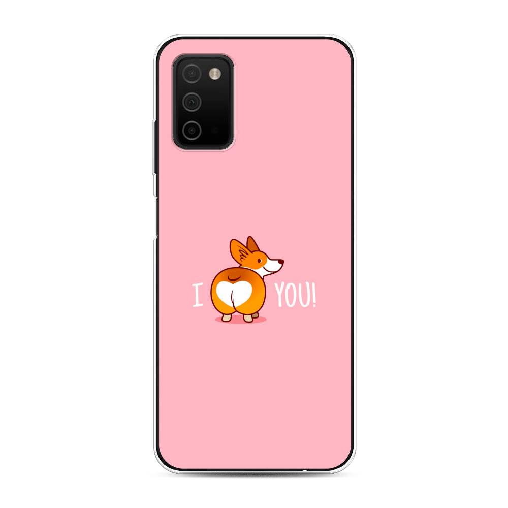 

Чехол на Samsung Galaxy A03s "Корги I love you", Розовый;коричневый;белый, 2103250-1