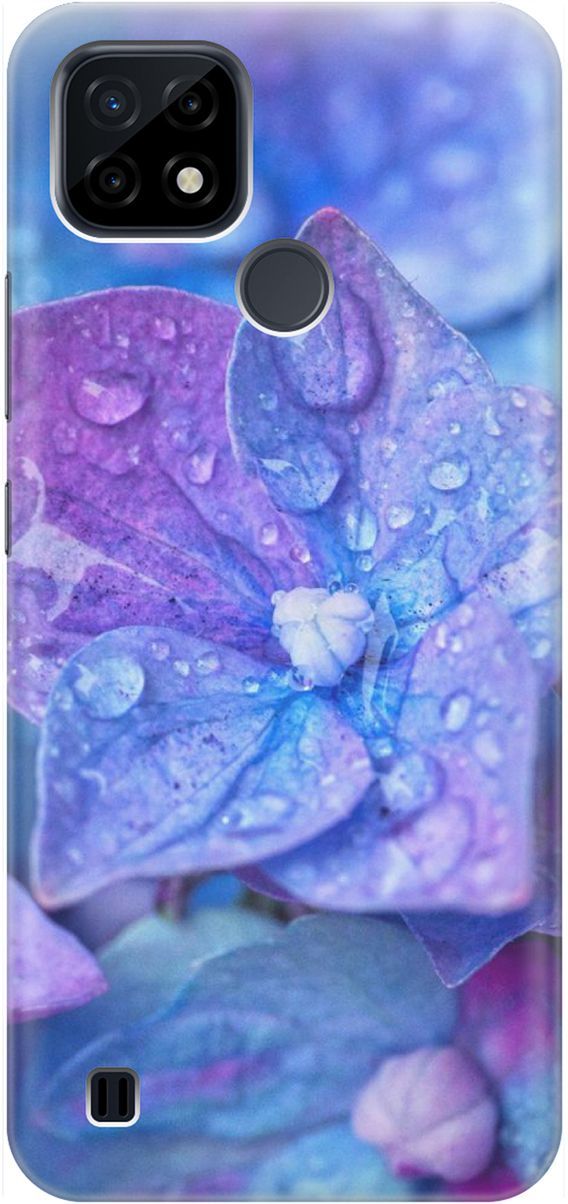 

Силиконовый чехол на realme C21 "Голубой цветочек", Голубой;фиолетовый, 1523
