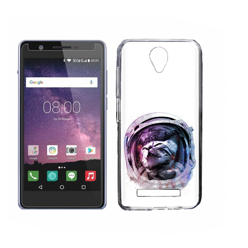

Чехол MyPads Tocco для Philips S318 кот в шлеме, Прозрачный, Tocco