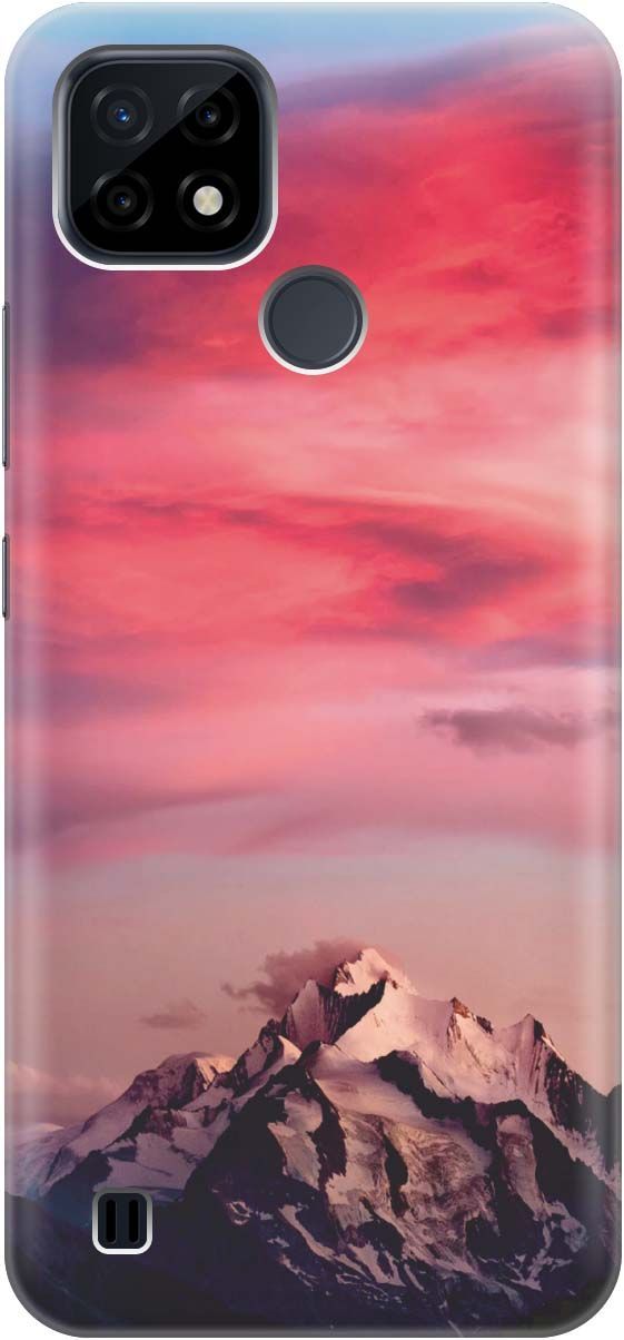 

Силиконовый чехол на realme C21 "Горы и небо", Коричневый;розовый, 975