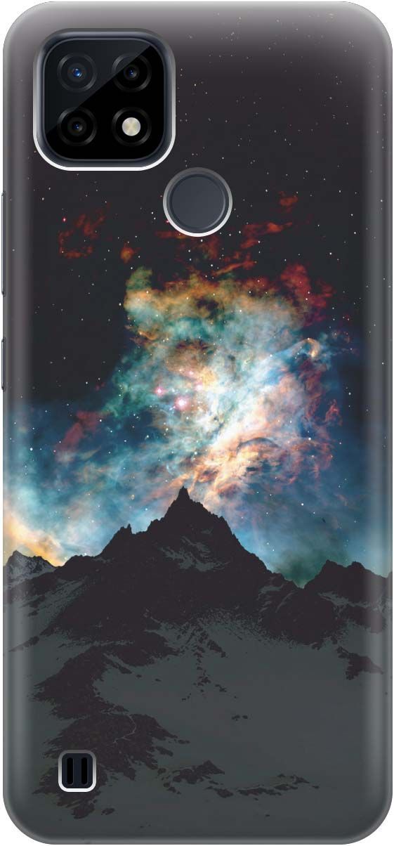 

Силиконовый чехол на realme C21 "Горы и звезды", Синий;черный, 974