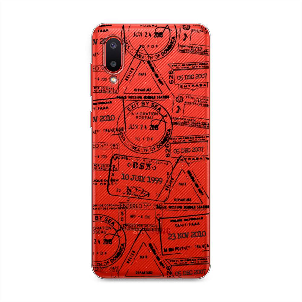 

Чехол на Samsung Galaxy A02 "Visa stamps 2", Белый;черный;серый, 2102550-2