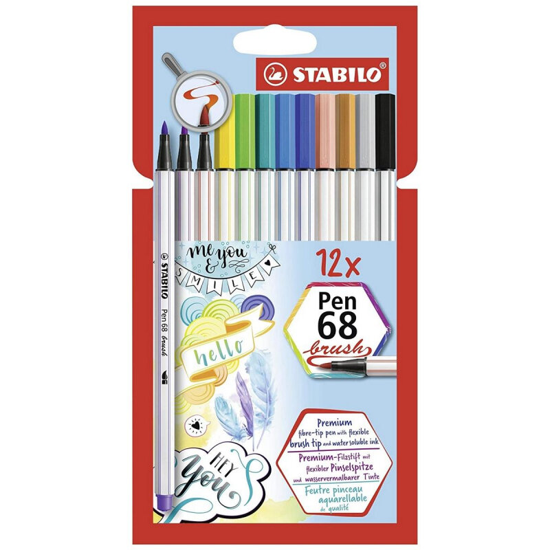 

Фломастеры -кисти Stabilo Pen 68 brush 12 цветов, Р568/12-21, 1421496