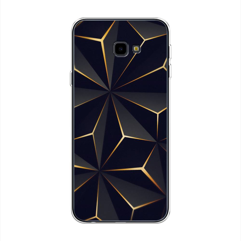 

Чехол на Samsung Galaxy J4 Plus 2018 "Черные полигоны", Золотистый;черный, 26850-3