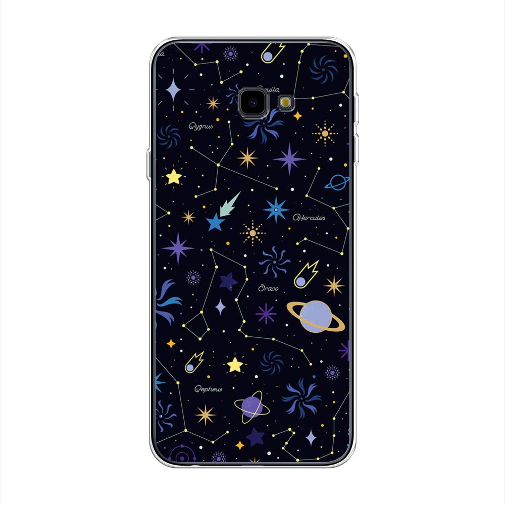 

Чехол на Samsung Galaxy J4 Plus 2018 "Цветной космос", Желтый, 26850-2