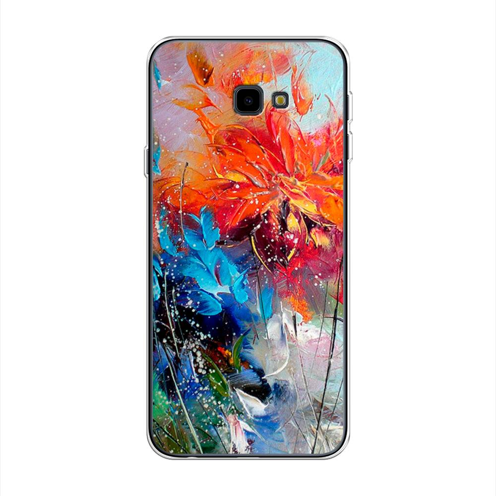 

Чехол на Samsung Galaxy J4 Plus 2018 "Абстрактные цветы", Оранжевый;синий, 26850-4