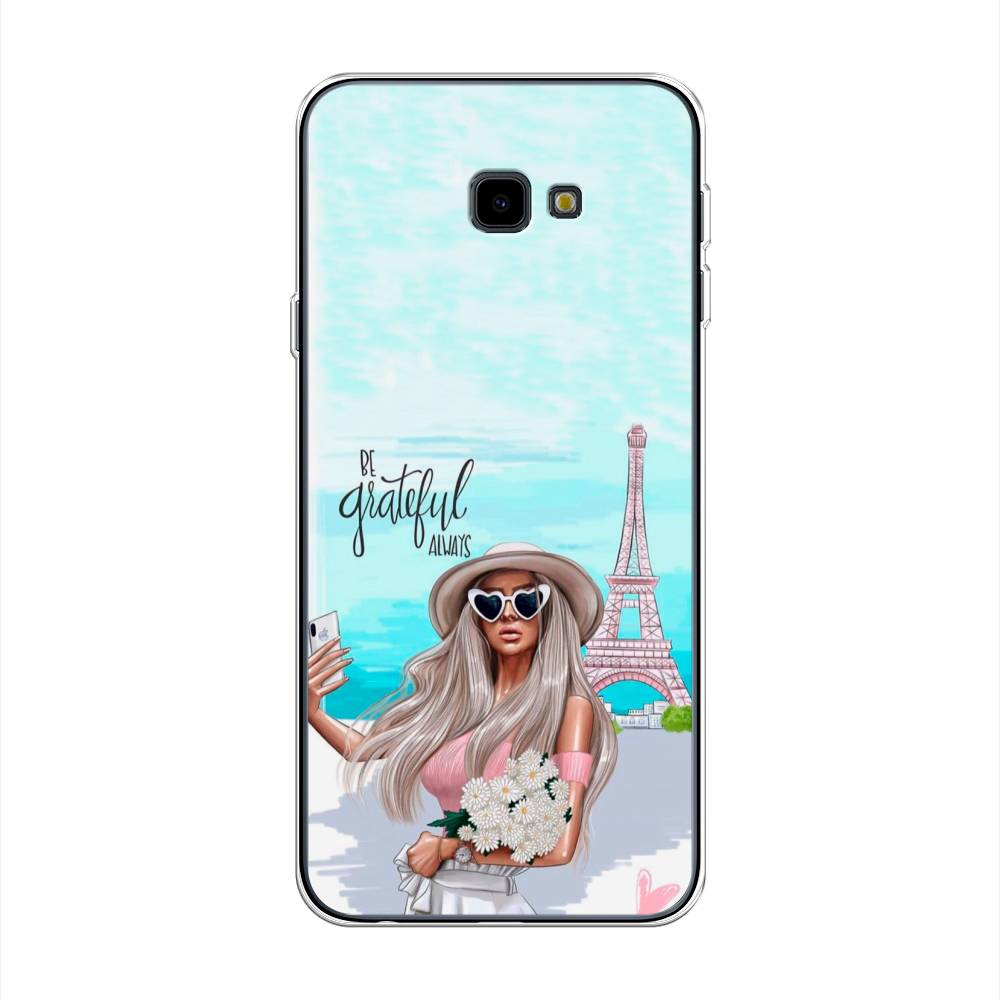

Чехол на Samsung Galaxy J4 Plus 2018 "Селфи Париж", Голубой;бежевый, 26850-6