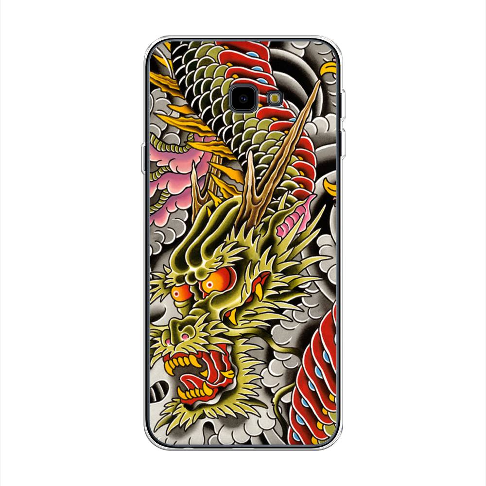

Чехол на Samsung Galaxy J4 Plus 2018 "Японский дракон", Желтый;розовый;красный, 26850-4