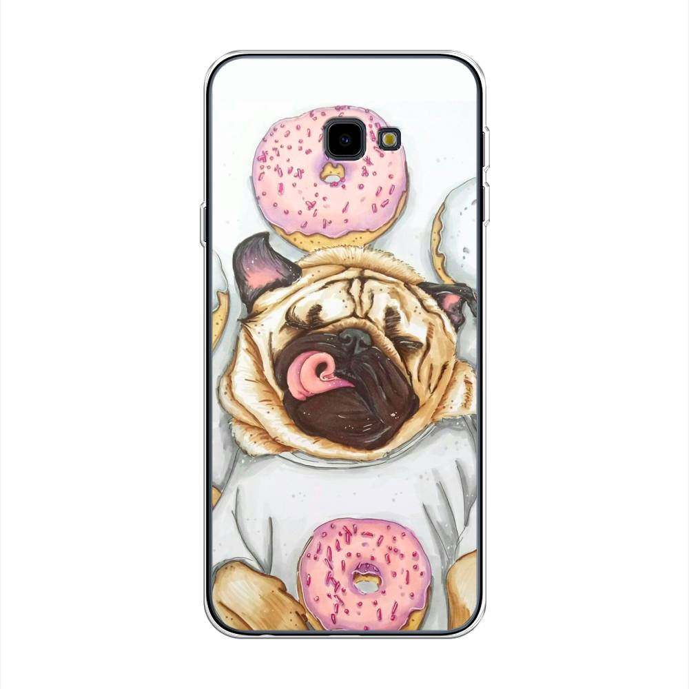 

Чехол на Samsung Galaxy J4 Plus 2018 "Счастливый мопс", Розовый;бежевый;коричневый, 26850-1