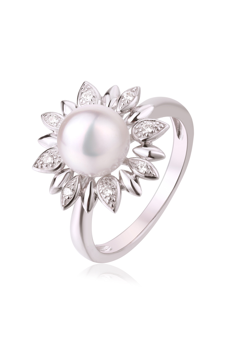 

Кольцо из серебра с жемчугом искусственным/фианитом р. , Ogisana R-60098, R-60098