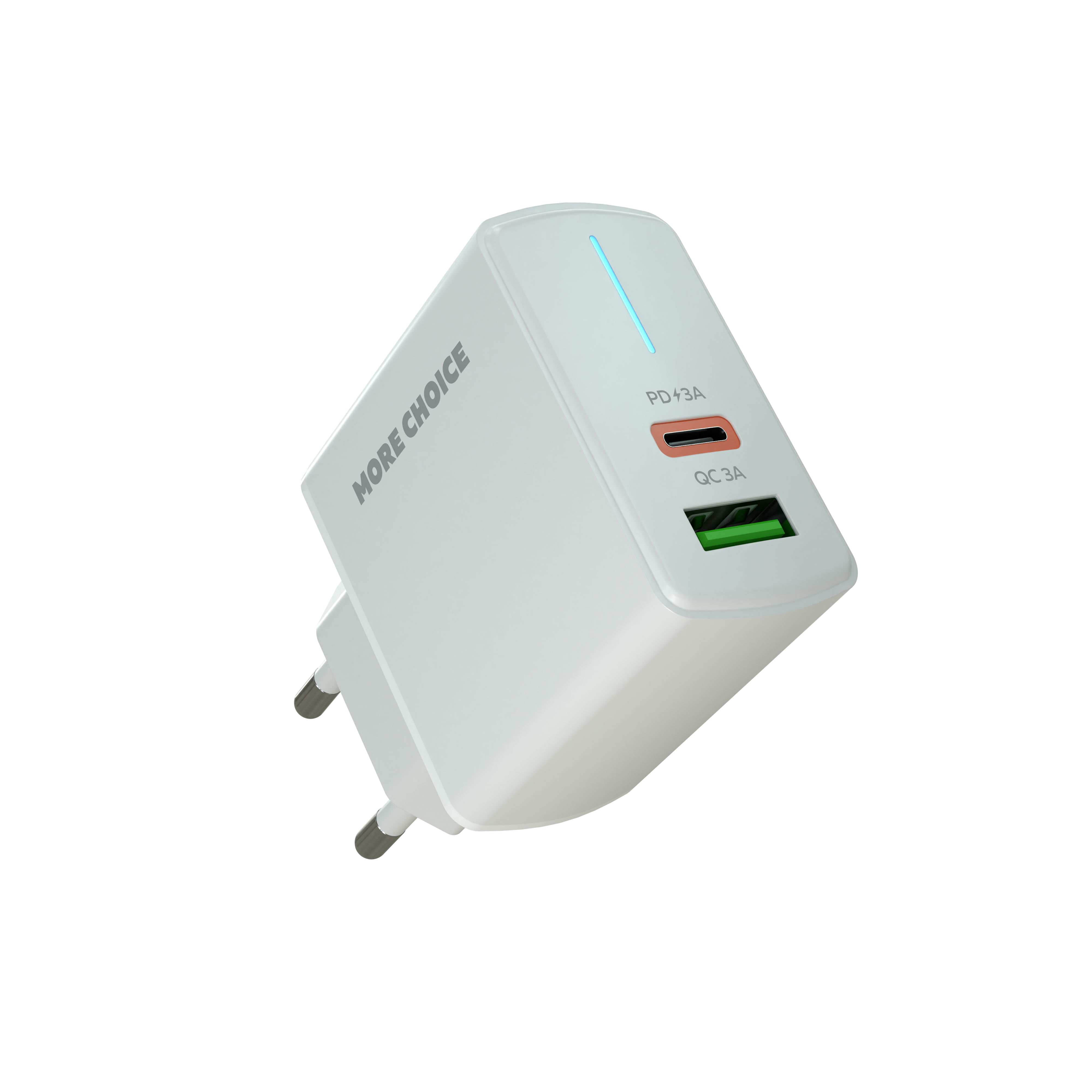 

Сетевое зарядное устройство 3.0A PD 20W+QC3.0 для Type-C Type-C More choice NC61a White, NC61a