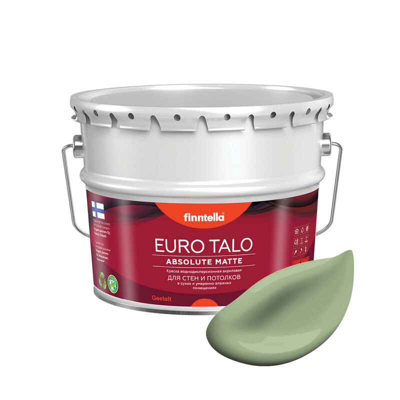 

Краска EURO TALO, цвет SYPRESSI, 9л, Зеленый, экстраматовая EURO TALO FlatMatte для гостиной и спальни