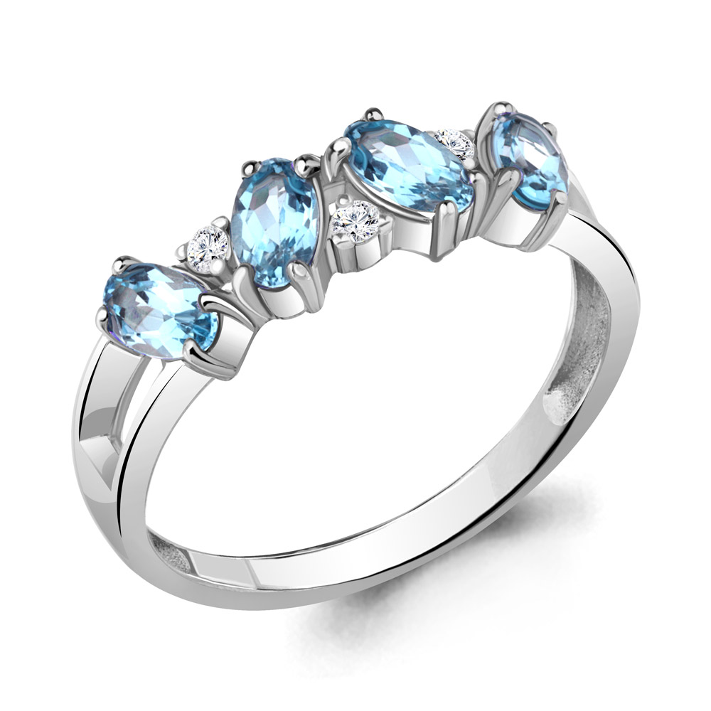 

Кольцо из серебра с топазом\фианитом Aquamarine Aquamarine 6963405А_925_р р. 18, 6963405А_925_р