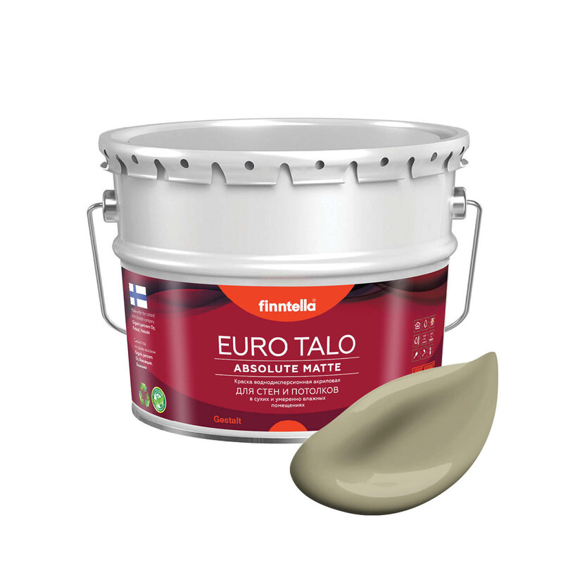 

Краска EURO TALO, цвет WAI, 9л, Зеленый, экстраматовая EURO TALO FlatMatte для гостиной и спальни