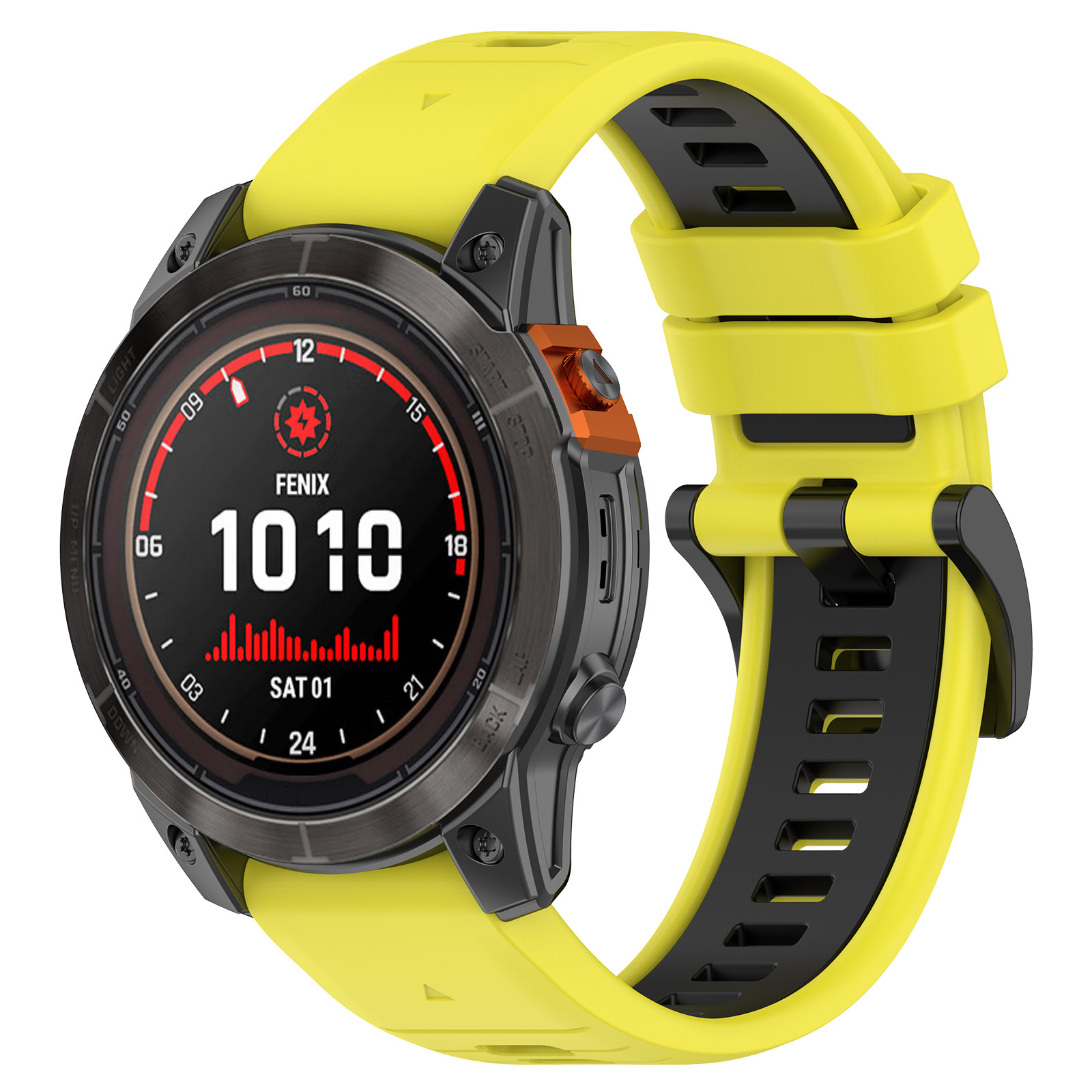 Двухцветный ремешок для Garmin Fenix 7X, 7X Pro, 7S Pro, 20 мм, черно-желтый