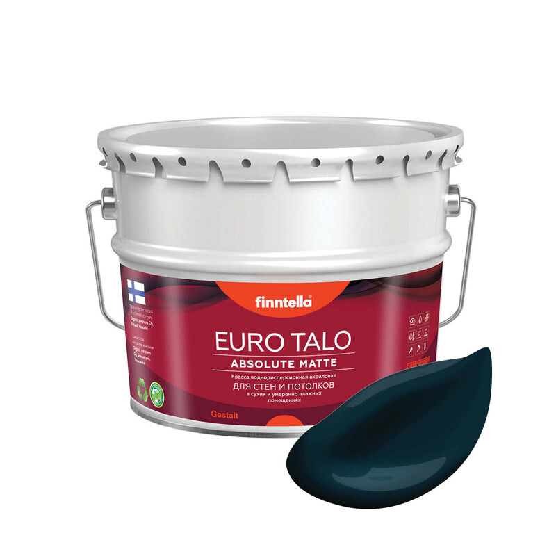 

Краска EURO TALO, цвет UKONILMA, 9л, Синий, экстраматовая EURO TALO FlatMatte для гостиной и спальни