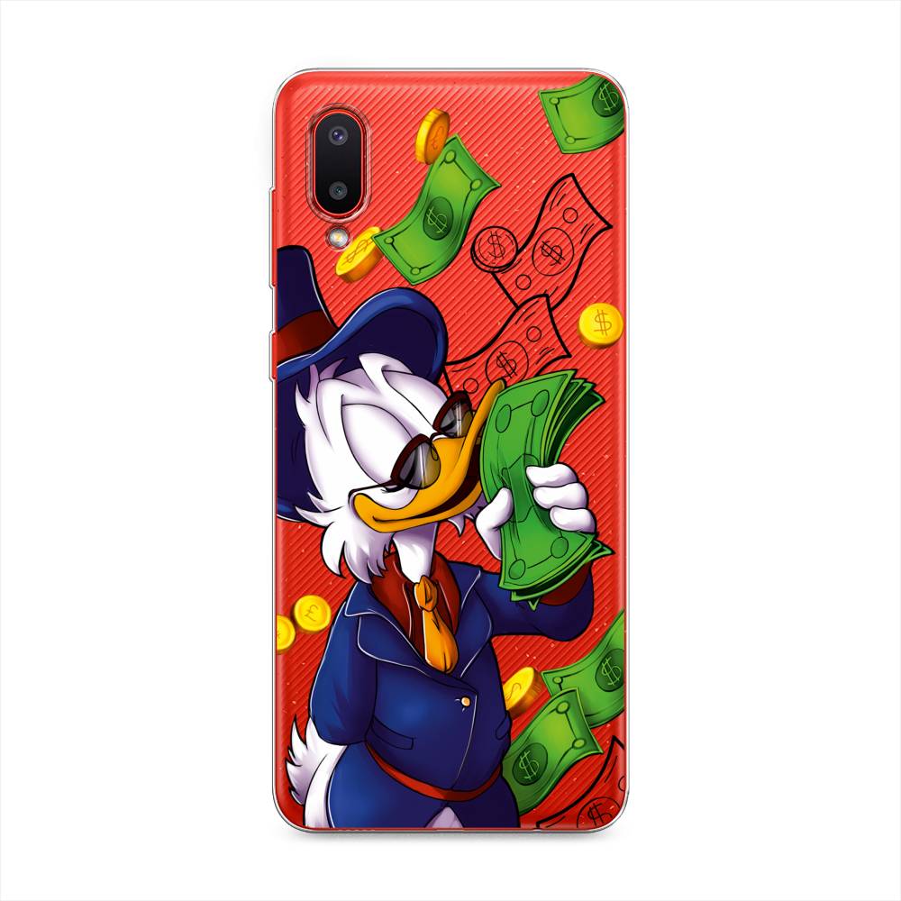 

Чехол на Samsung Galaxy A02 "Scrooge McDuck with Money", Синий;зеленый;белый, 2102550-6