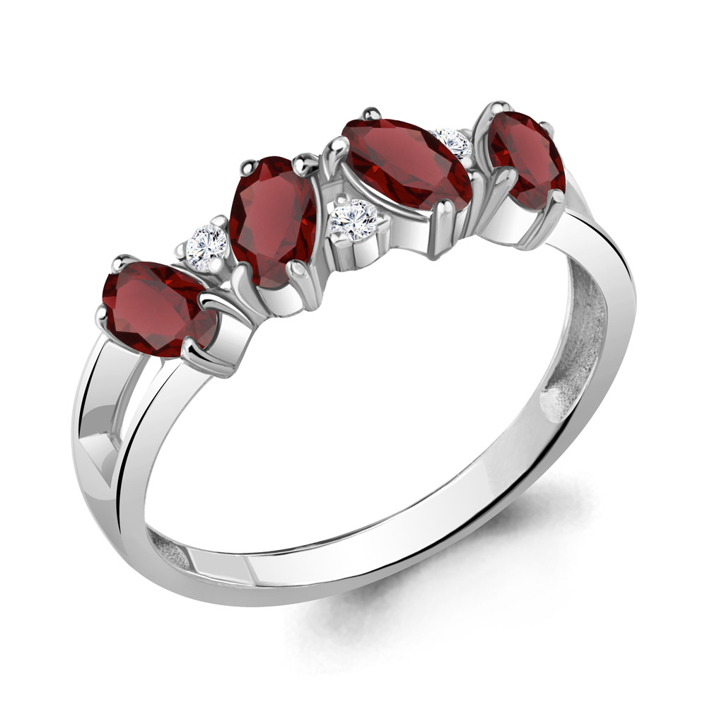 

Кольцо из серебра с гранатом Aquamarine Aquamarine 6963403А_925_р р. 17, 6963403А_925_р