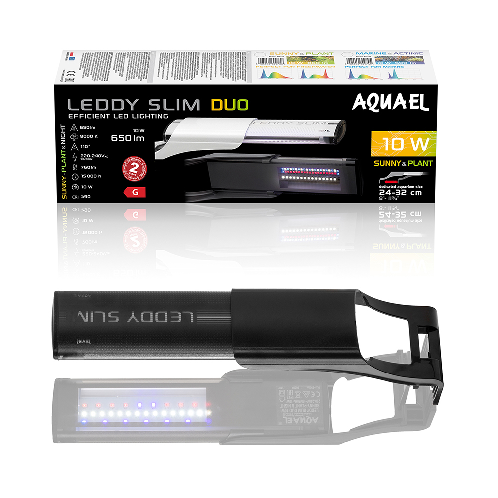 Светильник для аквариума Aquael LEDDY SLIM DUO SUNNY PLANT&NIGHT, черный, 10 Вт, 8000К