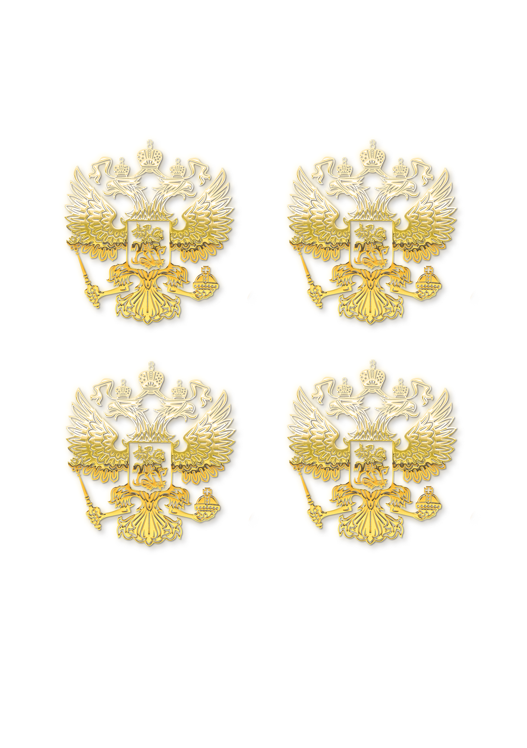 

Наклейка металлическая Silver&Golden Sticker KstG31065 Герб РФ 4 шт.